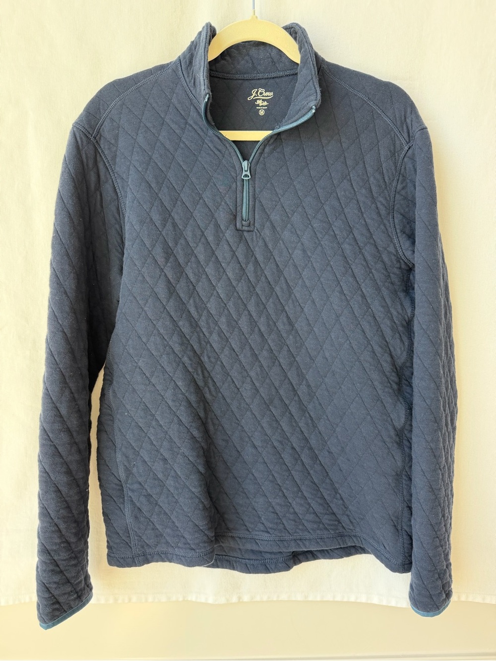 J.Crew Quilted Quarter Zip Pullover Size Medium Navy